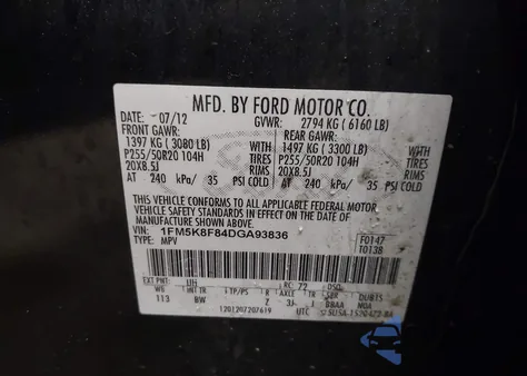 2013 Ford Explorer Limited from USA, damaged, VIN 1FM5K8F84DGA93836